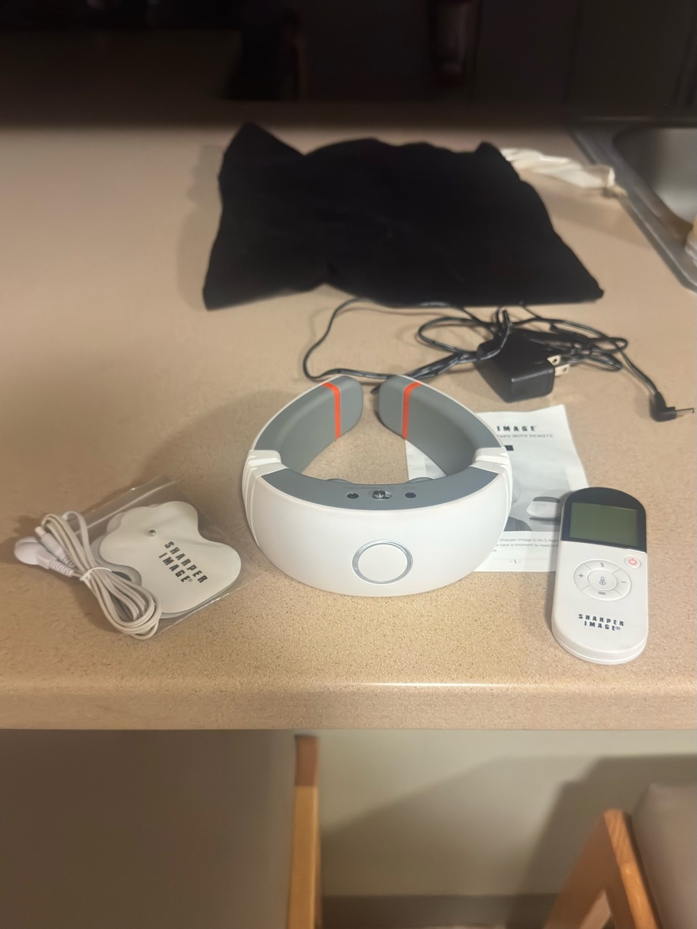 Sharper Image White and Gray Neck & Head Massager with Remote